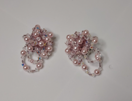 Cute Pink Lois Ann Vintage Beaded Clip On Earrings - £60.24 GBP