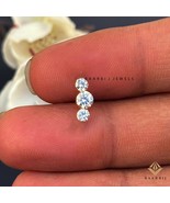 Florence Sparkle Three diamond Invisible Set Open Curve Threaded 14K Gol... - $240.00