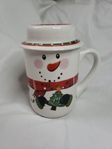 Classic Ceramic Snowman Coffee Tea Mug Cup w/ Lid from Michaels - £10.05 GBP
