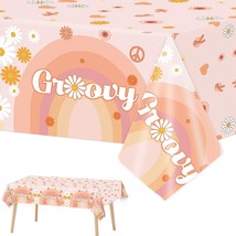 3 Pieces Groovy Retro Hippie Boho Party Tablecloths For 60S Themed Decorations P - £15.97 GBP