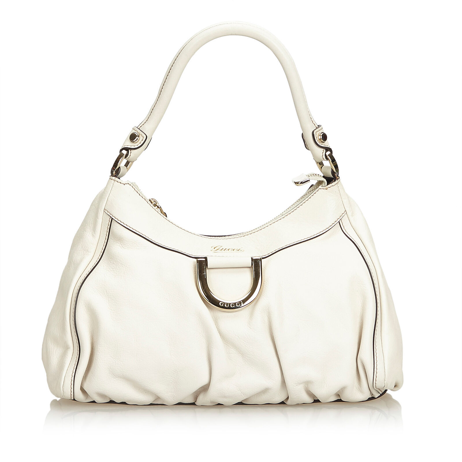 Authentic Gucci White Leather Abbey D-Ring Handbag Italy - £354.24 GBP