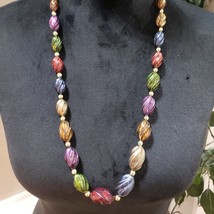 Womens Fashion Multicolour Agate Gemstone Beaded Necklace with Lobster Clasp - £20.89 GBP