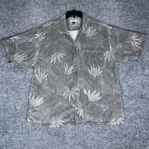 Tommy Bahama Shirt Mens XL Grey Silk Hawaiian Floral Camp Short Sleeve B... - $19.58