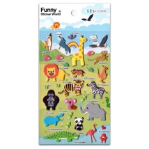 CUTE WILD ANIMAL STICKERS Raised Puffy Vinyl Sticker Sheet African Safar... - £3.18 GBP