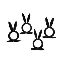 Easter Bunny Rabbit Ears Set of 4 Black Napkin Rings Holders USA PR202-BLK-4 - £3.98 GBP