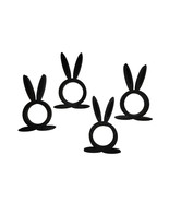 Easter Bunny Rabbit Ears Set of 4 Black Napkin Rings Holders USA PR202-B... - $4.99