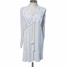 Knox Rose Floral Eyelet Long Sleeve Bohemian Dress Size Small Cream White - $32.01