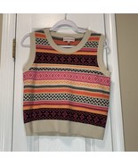 Ladies Sweater Vest Willow And Wind Aztec Print Size Large Pink Black - $20.95