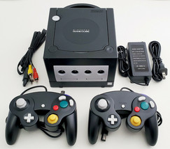 Nintendo GameCube DOL-001 Gaming System Console 2 Controller Bundle Black GCN - £135.28 GBP