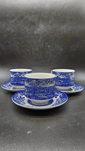 Ironstone Staffordshire Historical Blue Cup and Saucer Set of 3 Ironware - $31.00