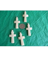 Hand Carved  Cross Pendant (5) w/jump ring - make necklaces make money - £3.50 GBP
