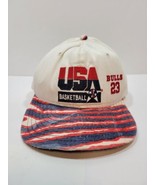 Vintage USA Basketball Bulls 23 Cap Snapback Hat Michael Jordan Large Ad... - £20.29 GBP