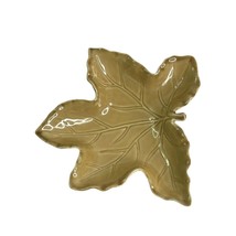 Maple Leaf Dish Ceramic Serving Bowl Candy Trinket Tray Autumn Fall Tan 8&quot; x 8&quot; - £11.21 GBP