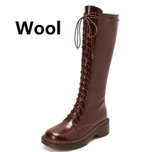 Snow Boots Casual Fashion Women Knee High Boots Genuine Leather Winter Warm Thic - £166.07 GBP
