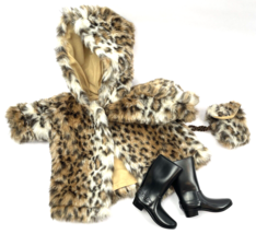 Doll Clothes for American Girl Doll 18&quot; Leopard Faux Fur Lined Coat Hand... - $39.00