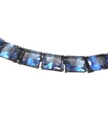 Vintage Monet Blue  faceted Glass Choker Link Necklace Silver Tone 16&quot; S... - £31.11 GBP