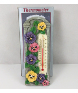 Spoontiques Thermometer Beautiful Pansies Design With Box #5201 - $16.28 CAD