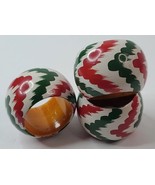 Napkin Ring Holder 3 Count Round Wood Holiday Red Green White 1.38&quot; Inne... - $129.66 MXN