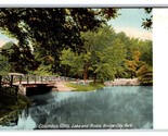 Lake and Rustic Bridge City Park Columbus Ohio OH UNP Unused UDB Postcar... - $3.91