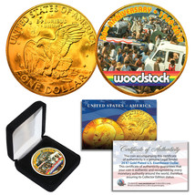 WOODSTOCK 50th Anniversary 1969-2019 24KT Gold Gilded IKE Dollar Coin wi... - $241.38 MXN
