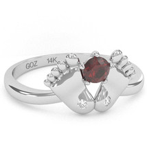 Baby Feet Lab-Created Ruby Diamond Ring In 14k White Gold - £238.26 GBP