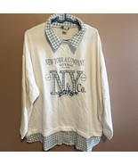 Vintage NWT NY &amp; Co Voyage Collared Sweatshirt Grannycore Women’s Size XL - $41.04 CAD