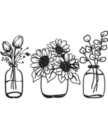 3 Pieces Metal Flower Wall Decor Minimalist Vase Wall Art Black Tulip Wi... - $296.54 MXN