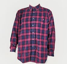 Corduroy Mens Shirt Size L Red Plaid Lawton Harbor Long Sleeve Cotton Bu... - $20.14