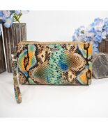 Brahmin Mineral Blue Chevelle Leather Daisy Clutch Wristlet NWT - $138.11