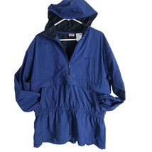 Nike Vintage 90s Anorak Windbreaker Light Jacket w/hood 1/4 zip Navy Blue - £43.90 GBP