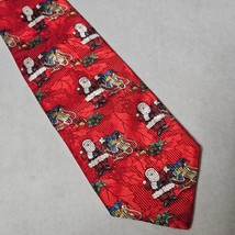 Robert Talbott Santa and His Sleigh Tie Fashion Post Men&#39;s Tie Red Background - £10.50 GBP