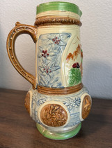 Vintage Hand-Painted Japanese Majolica-Style Pitcher – Tavern Scene &amp; Me... - £22.31 GBP