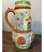 Vintage Hand-Painted Japanese Majolica-Style Pitcher – Tavern Scene &amp; Me... - $39.44 CAD