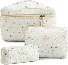 3 PCS Makeup Bag Cosmetic Bag for Women Cotton Large Travel Makeup Organizer Bag - £35.64 GBP