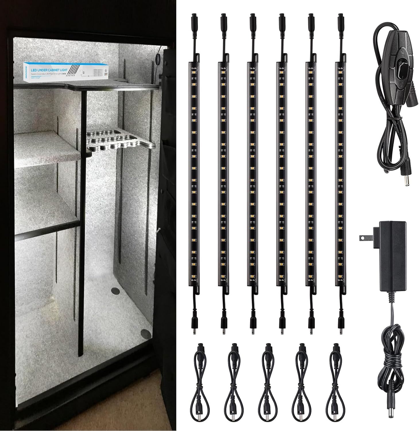 Torchstar Led Safe Lighting Kit, (6) 12 Inch Linkable Light Bars, 5000K ... - $48.99