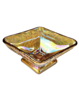 Vintage Marigold Amber Carnival Glass Diamond Shaped Footed Candy Dish 3... - £15.84 GBP
