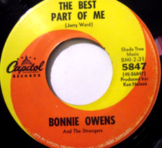 Bonnie Owens-The Best Part of Me / Someone Else You&#39;ve Known-45rpm-1967-EX - £8.11 GBP