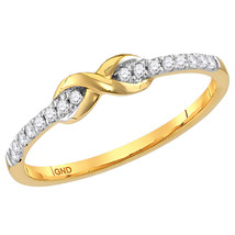 10kt Yellow Gold Womens Round Diamond Infinity Knot Stackable Ring 1/10 Cttw - £143.96 GBP