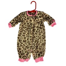 Just One Year Girls Size 3 MOnths INfant Baby Cheetah Fleece 1 Piece Bodysuit Ou - £6.07 GBP