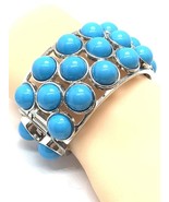 faux Turquoise silver hinged cuff Bracelet Talbots - $15.49 CAD