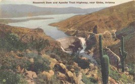 Roosevelt Dam Apache Trail Highway Globe Arizona hand colored postcard - £5.41 GBP