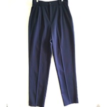 Long Elegant Legs Womens Pleated Dress Pants Size 14 Navy Blue Vintage USA - £13.90 GBP