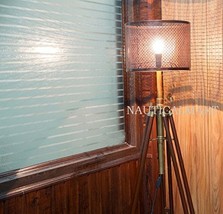NAUTICALMART DESIGNER BRASS FINISH TRIPOD FLOOR LAMP WITH SHADE - $236.61