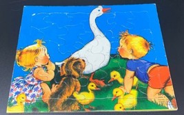 Vintage 1954 SIFO CO USA Children&#39;s Picture Tray Puzzle Goose Puppy Chil... - $9.45