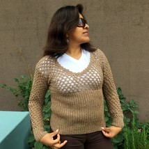 Hand Knit Alpaca Wool Sweater For Women – Loose Knit Sweater, Knit Wool Sweater - £39.10 GBP