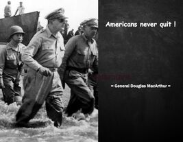 GENERAL DOUGLAS MACARTHUR FAMOUS QUOTE PHOTO PRINT AMERICANS NEVER QUIT - $4.79+