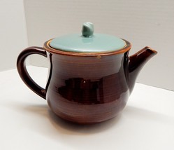 Red Wing Pottery USA Village Green Teal Brown Pottery Tea Kettle Pot - £55.94 GBP