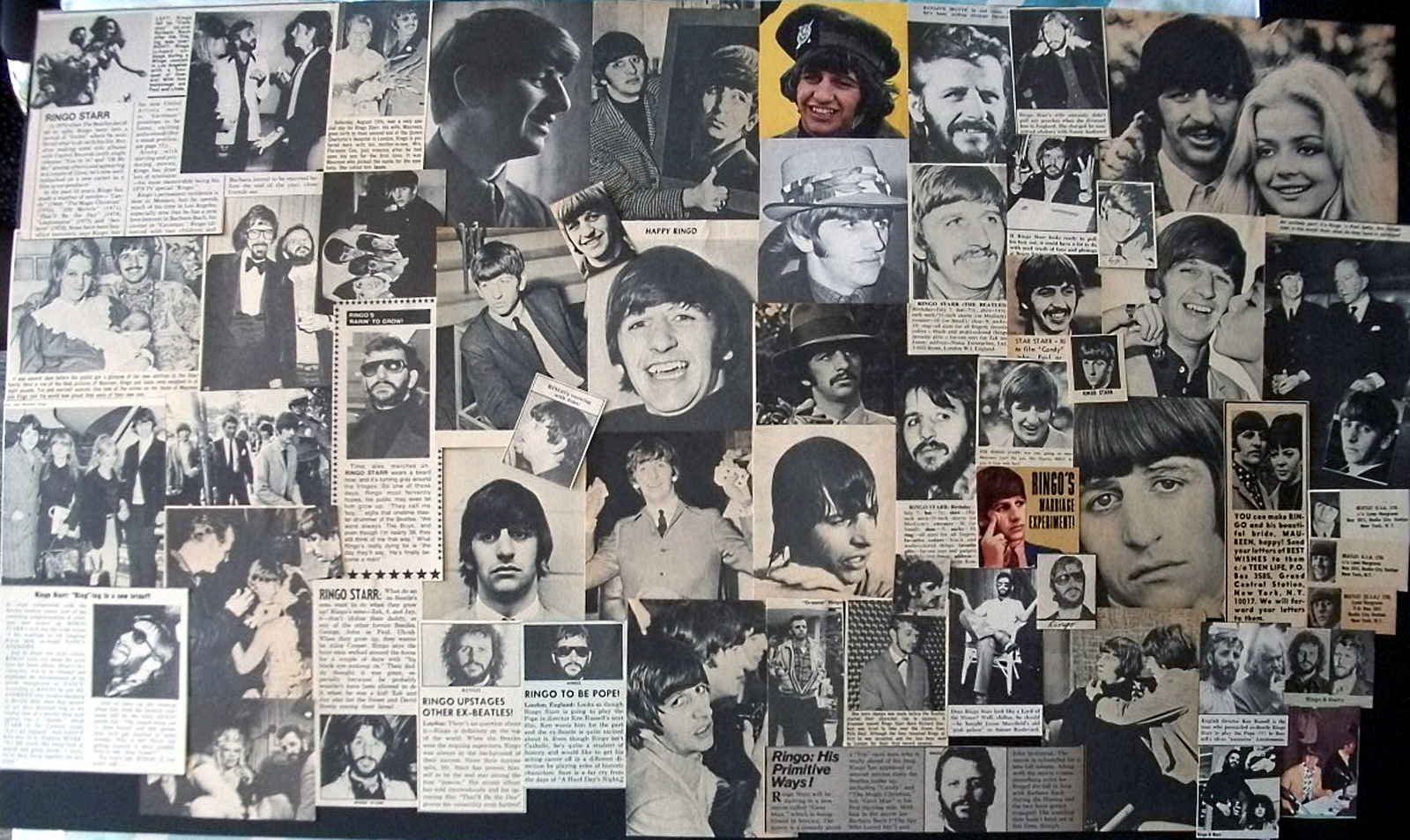 Primary image for RINGO STARR ~ Fifty-Seven (57) Color and B&W Vintage CLIPPINGS from 1964-1980