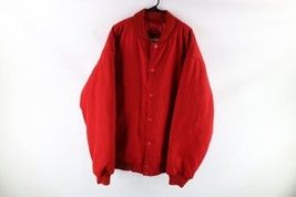 NOS Vintage Streetwear Mens Size 3XL Quilt Lined Wool Varsity Bomber Jacket Red - £77.74 GBP