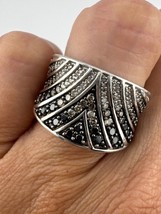 Chocolate, Black, and White Diamond Wide Chevron Band, Size 6, 8.41g - $450.00